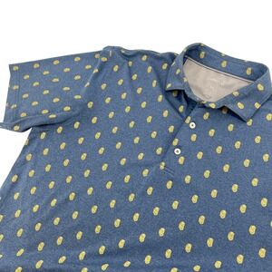 Johnnie-O Mens Blue Lion Head Print Performance Polo Shirt Size M UPF 50 Golf